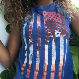 Blue Shirt with Colored Designs